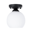 GloboStar® MAURA 01318 Μοντέρνο Φωτιστικό Οροφής Καμπάνα Μονόφωτο 1 x E27 IP20 Λευκό Γυαλί με Μαύρο Μέταλλο - Μ15 x Π15 x Υ18cm