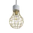 GloboStar® DURANT 01325 Μοντέρνο Κρεμαστό Φωτιστικό Πλέγμα Μονόφωτο 1 x E27 IP20 Γκρι Τσιμέντο με Χρυσό Μέταλλο - Μ20 x Π20 x Υ35cm