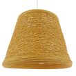 GloboStar® PLAYROOM 01332 Vintage Κρεμαστό Φωτιστικό Καπέλο Μονόφωτο 1 x E27 IP20 Μπεζ Rattan - Μ32 x Π32 x Υ27cm