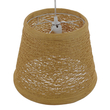 GloboStar® PLAYROOM 01332 Vintage Κρεμαστό Φωτιστικό Καπέλο Μονόφωτο 1 x E27 IP20 Μπεζ Rattan - Μ32 x Π32 x Υ27cm