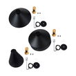GloboStar® CALYPSO 01334 Μοντέρνο Κρεμαστό Φωτιστικό Καμπάνα Σετ Τρίφωτο 3 x E27 Μαύρο & Χρυσό Μέταλλο με Μπεζ Ξύλο - Μ110 x Π110 x Υ35cm
