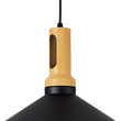 GloboStar® CALYPSO 01334 Μοντέρνο Κρεμαστό Φωτιστικό Καμπάνα Σετ Τρίφωτο 3 x E27 Μαύρο & Χρυσό Μέταλλο με Μπεζ Ξύλο - Μ110 x Π110 x Υ35cm