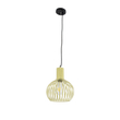 GloboStar® SCANDI 01387 Vintage Κρεμαστό Φωτιστικό Πλέγμα Μονόφωτο 1 x E27 IP20 Μπεζ Μέταλλο - Μ23 x Π23 x Υ30cm