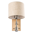 GloboStar® ELEGANT 01496 Μοντέρνο Επιτοίχιο Φωτιστικό Απλίκα με Ρυθμίζόμενο Σώμα LED Δίφωτο 1 x E27 IP20 Μπεζ Ύφασμα με Μπρούτζινο Μέταλλο - Μ18 x Π23.5 x Υ31cm