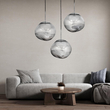 GloboStar® DIXAR 01464 Μοντέρνο Κρεμαστό Φωτιστικό Μπάλα Μονόφωτο 1 x E27 IP20 Ασημί Γυαλί - Μ36 x Π36 x Υ45cm