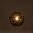 GloboStar® OCEANA 01356 Boho Κρεμαστό Φωτιστικό Μπάλα Μονόφωτο 1 x E27 IP20 Μαύρο Σχοινί - Μ20 x Π20 x Υ20cm