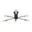 GloboStar® OLINDA 01384 Μοντέρνο Φωτιστικό Οροφής Πλέγμα Πολύφωτο 6 x E27 IP20 Μαύρο & Χάλκινο - Μέταλλο Μ60 x Π60 x Υ20cm