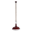 GloboStar® CRANE 01410 Vintage Κρεμαστό Φωτιστικό Μονόφωτο Καμπάνα 1 x E27 IP20 Μπορντό Κόκκινο & Λευκό Μεταλλο με Μπεζ Σχοινί - Μ36 x Π36 x Y31cm