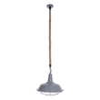 GloboStar® CRANE 01411 Vintage Κρεμαστό Φωτιστικό Μονόφωτο Καμπάνα 1 x E27 IP20 Γκρι & Λευκό Μέταλλο με Μπεζ Σχοινί - Μ36 x Π36 x Y31cm