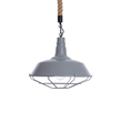 GloboStar® CRANE 01411 Vintage Κρεμαστό Φωτιστικό Μονόφωτο Καμπάνα 1 x E27 IP20 Γκρι & Λευκό Μέταλλο με Μπεζ Σχοινί - Μ36 x Π36 x Y31cm