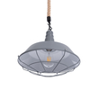 GloboStar® CRANE 01411 Vintage Κρεμαστό Φωτιστικό Μονόφωτο Καμπάνα 1 x E27 IP20 Γκρι & Λευκό Μέταλλο με Μπεζ Σχοινί - Μ36 x Π36 x Y31cm