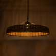 GloboStar® SAHARA 01416 Moντέρνο Κρεμαστό Φωτιστικό Καπέλο Μονόφωτο 1 x E27 IP20 Μαύρο Μέταλλο με Μπεζ Σχοινί - Μ80 x Π80 x Y25cm