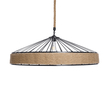 GloboStar® SAHARA 01416 Moντέρνο Κρεμαστό Φωτιστικό Καπέλο Μονόφωτο 1 x E27 IP20 Μαύρο Μέταλλο με Μπεζ Σχοινί - Μ80 x Π80 x Y25cm