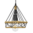 GloboStar® FLUTED 01421 Vintage Κρεμαστό Φωτιστικό Πλέγμα Μονόφωτο 1 x E27 IP20 Μαύρο Μέταλλο με Μπεζ Σχοινί - Μ25 x Π25 x Y24cm