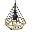 GloboStar® FLUTED 01421 Vintage Κρεμαστό Φωτιστικό Πλέγμα Μονόφωτο 1 x E27 IP20 Μαύρο Μέταλλο με Μπεζ Σχοινί - Μ25 x Π25 x Y24cm