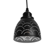 GloboStar® COOLIE 01482 Μοντέρνο Κρεμαστό Φωτιστικό Μονόφωτο Καμπάνα 1 x E27 IP20 Μαύρο & Ασημί Μέταλλο - Μ12.5 x Π12.5 x Υ11.5cm