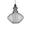 GloboStar® LILY 01558 Vintage Κρεμαστό Φωτιστικό Πλέγμα Μονόφωτο 1 x E27 IP20 Μαύρο Μέταλλο με Λευκό Ύφασμα - Μ43 x Π43 x Υ55cm