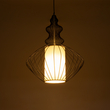GloboStar® LILY 01558 Vintage Κρεμαστό Φωτιστικό Πλέγμα Μονόφωτο 1 x E27 IP20 Μαύρο Μέταλλο με Λευκό Ύφασμα - Μ43 x Π43 x Υ55cm