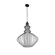 GloboStar® LILY 01558 Vintage Κρεμαστό Φωτιστικό Πλέγμα Μονόφωτο 1 x E27 IP20 Μαύρο Μέταλλο με Λευκό Ύφασμα - Μ43 x Π43 x Υ55cm