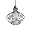 GloboStar® LILY 01558 Vintage Κρεμαστό Φωτιστικό Πλέγμα Μονόφωτο 1 x E27 IP20 Μαύρο Μέταλλο με Λευκό Ύφασμα - Μ43 x Π43 x Υ55cm