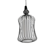 GloboStar® LILY 01559 Vintage Κρεμαστό Φωτιστικό Πλέγμα Μονόφωτο 1 x E27 IP20 Μαύρο Μέταλλο με Λευκό Ύφασμα - Μ25 x Π25 x Υ61cm