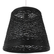 GloboStar® PLAYROOM 01563 Vintage Κρεμαστό Φωτιστικό Καπέλο Μονόφωτο 1 x E27 IP20 Μαύρο Rattan - Μ32 x Π32 x Υ27cm