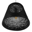 GloboStar® PLAYROOM 01563 Vintage Κρεμαστό Φωτιστικό Καπέλο Μονόφωτο 1 x E27 IP20 Μαύρο Rattan - Μ32 x Π32 x Υ27cm