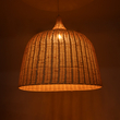 GloboStar® BAHAMAS 01570 Boho Κρεμαστό Φωτιστικό Καμπάνα Μονόφωτο 1 x E27 IP20 Μπεζ Ξύλο - Μ90 x Π90 x Y90cm