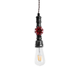 GloboStar® SPIGOT 01583 Vintage Κρεμαστό Φωτιστικό Ανάρτηση Μονόφωτο 1 x E27 IP20 Ασημί & Κόκκινο Μέταλλο - Μ5 x Π5 x Y20cm
