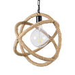 GloboStar® BALANCE 01596 Vintage Κρεμαστό Φωτιστικό Πλέγμα Μονόφωτο 1 x E27 IP20 Μαύρο Μέταλλο με Μπεζ Σχοινί - Μ35 x Π35 x Υ36cm