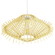 GloboStar® SASSO 01601 Boho Κρεμαστό Φωτιστικό Πλέγμα Μονόφωτο 1 x E27 IP20 Μπεζ Ξύλο - Μ50 x Π50 x Y23cm