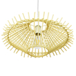 GloboStar® SASSO 01601 Boho Κρεμαστό Φωτιστικό Πλέγμα Μονόφωτο 1 x E27 IP20 Μπεζ Ξύλο - Μ50 x Π50 x Y23cm