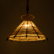GloboStar® OZERO 01603 Boho Κρεμαστό Φωτιστικό Καμπάνα Μονόφωτο 1 x E27 IP20 Μπεζ Σχοινί - Μ41 x Π41 x Y28cm