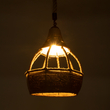 GloboStar® KUBRIC 01605 Boho Κρεμαστό Φωτιστικό Καμπάνα Μονόφωτο 1 x E27 IP20 Μπεζ Σχοινί - Μ30 x Π30 x Y40cm