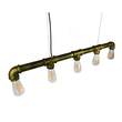 GloboStar® CANAL 01669 Vintage Κρεμαστό Φωτιστικό Ράγα Πολύφωτο 5 x E27 IP20 Μπρούτζινο Μέταλλο - Μ92 x Π5 x Y8cm