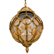 GloboStar® ETOILE 00987 Vintage Κρεμαστό Φωτιστικό Μπάλα Μονόφωτο 1 x E27 IP20 Μπρούτζινο & Χρυσό Μέταλλο με Μελί Γυαλί - Μ28 x Π28 x Y38cm