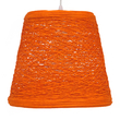 GloboStar® PLAYROOM 00997 Vintage Κρεμαστό Φωτιστικό Καμπάνα Μονόφωτο 1 x E27 IP20 Πορτοκαλί Rattan - Μ32 x Π32 x Υ27cm
