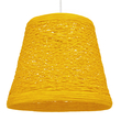 GloboStar® PLAYROOM 00998 Vintage Κρεμαστό Φωτιστικό Καμπάνα Μονόφωτο 1 x E27 IP20 Κίτρινο Rattan - Μ32 x Π32 x Υ27cm