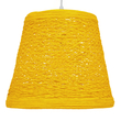 GloboStar® PLAYROOM 00998 Vintage Κρεμαστό Φωτιστικό Καμπάνα Μονόφωτο 1 x E27 IP20 Κίτρινο Rattan - Μ32 x Π32 x Υ27cm