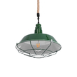 GloboStar® CRANE 01408 Vintage Κρεμαστό Φωτιστικό Μονόφωτο Καμπάνα 1 x E27 IP20 Πράσινο & Λευκό Μέταλλο με Μπεζ Σχοινί - Μ36 x Π36 x Y31cm