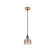 GloboStar® SEGRETO 01448 Vintage Κρεμαστό Φωτιστικό Μονόφωτο Καμπάνα 1 x E27 IP20 Φιμέ Χρυσό Γυαλί με Χρυσό Μέταλλο - Μ14 x Π14 x Υ18cm