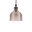 GloboStar® SEGRETO 01448 Vintage Κρεμαστό Φωτιστικό Μονόφωτο Καμπάνα 1 x E27 IP20 Φιμέ Χρυσό Γυαλί με Χρυσό Μέταλλο - Μ14 x Π14 x Υ18cm