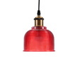 GloboStar® SEGRETO 01450 Vintage Κρεμαστό Φωτιστικό Μονόφωτο Καμπάνα 1 x E27 IP20 Κόκκινο Γυαλί με Χρυσό Μέταλλο - Μ14 x Π14 x Υ18cm