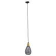 GloboStar® NOAH 01489 Μοντέρνο Κρεμαστό Φωτιστικό Ανάρτηση Μονόφωτο 1 x E27 IP20 Γκρι Γυαλί με Μπεζ Ξύλο - Μ16 x Π16 x Υ30cm