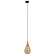 GloboStar® NOAH 01490 Μοντέρνο Κρεμαστό Φωτιστικό Ανάρτηση Μονόφωτο 1 x E27 IP20 Μελί Γυαλί με Μπεζ Ξύλο - Μ16 x Π16 x Υ30cm