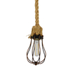 GloboStar® CAMBER 01595 Vintage Κρεμαστό Φωτιστικό Πλέγμα Μονόφωτο 1 x E27 IP20 Χάλκινο Μέταλλο με Μπεζ Σχοινί - Μ11 x Π11 x Υ25cm