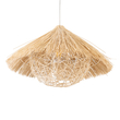 GloboStar® CHEOPE 01599 Boho Κρεμαστό Φωτιστικό Πλέγμα Μονόφωτο 1 x E27 IP20 Μπεζ Ξύλο με Μπεζ Rattan - Μ45 x Π45 x Y35cm