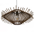GloboStar® SASSO 01602 Boho Κρεμαστό Φωτιστικό Πλέγμα Μονόφωτο 1 x E27 IP20 Καφέ Ξύλο - Μ50 x Π50 x Y23cm