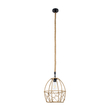 GloboStar® TELAN 01615 Vintage Κρεμαστό Φωτιστικό Πλέγμα Μονόφωτο 1 x E27 IP20 Μπεζ Σχοινί - Μ30 x Π30 x Υ38cm