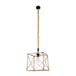 GloboStar® POLISHED 01616 Vintage Κρεμαστό Φωτιστικό Πλέγμα Μονόφωτο 1 x E27 IP20 Μαύρο Μέταλλο με Μπεζ Σχοινί - Μ30 x Π28 x Υ30cm